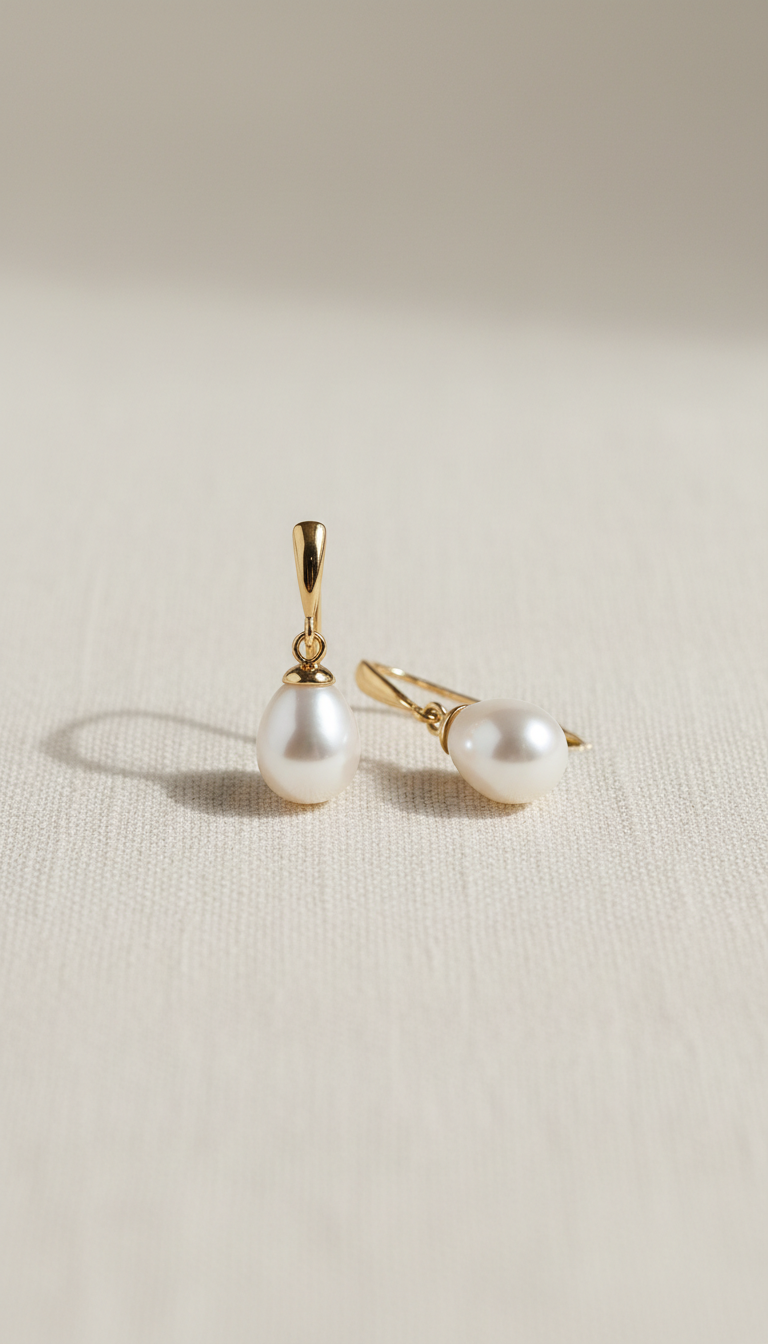 18k Gold Pearl Drop Earrings